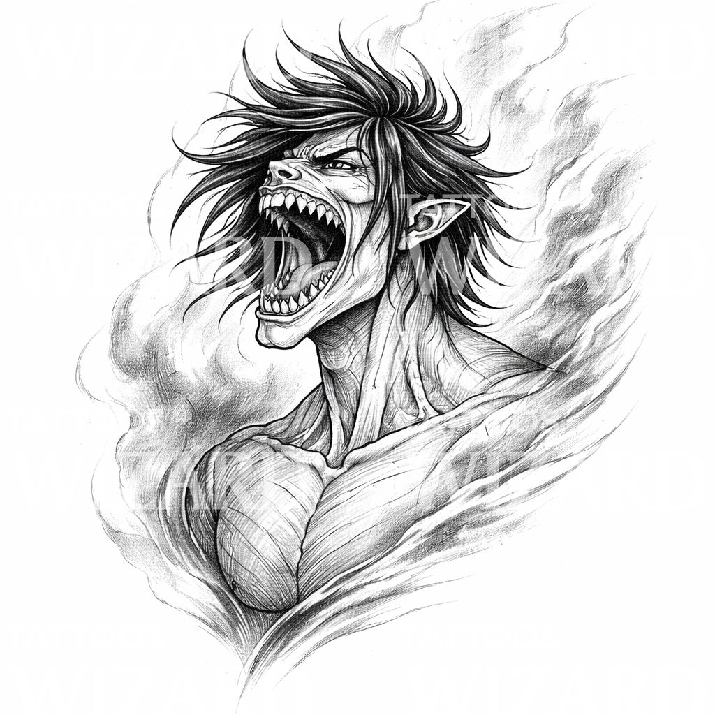 Screaming Titan Tattoo Design – Tattoos Wizard Designs