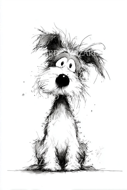 Scruffy Cartoon Dog Tattoo Design