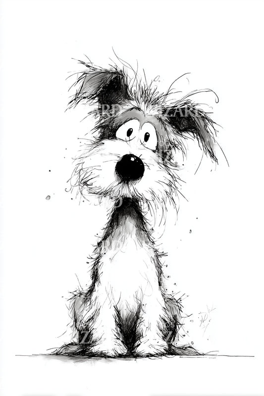 Scruffy Cartoon Dog Tattoo Design