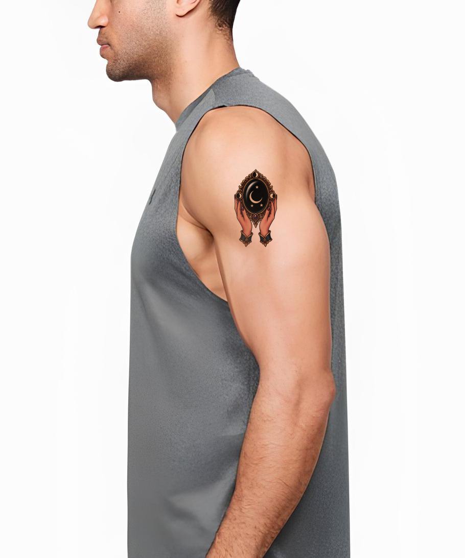 Obsidian Scrying Mirror Tattoo Design