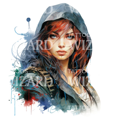 Watercolor Rogue Tattoo Design Marvel Inspired