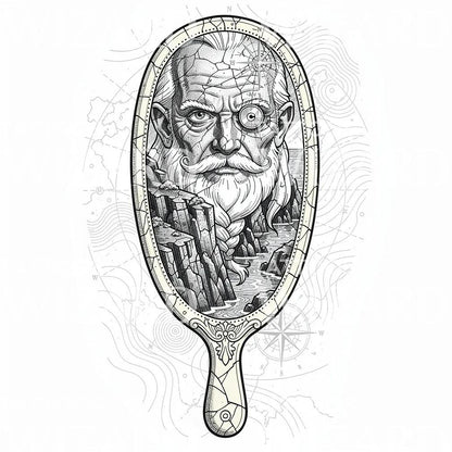 Tetovací návrh mořského kapitána se zrcadlem