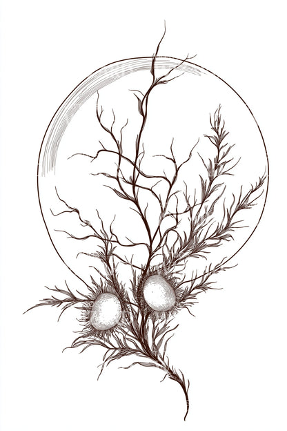 Sea Coral Circle Tattoo Design