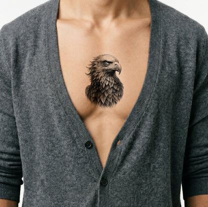 Diseño de tatuaje de cabeza de águila marina en negro y gris