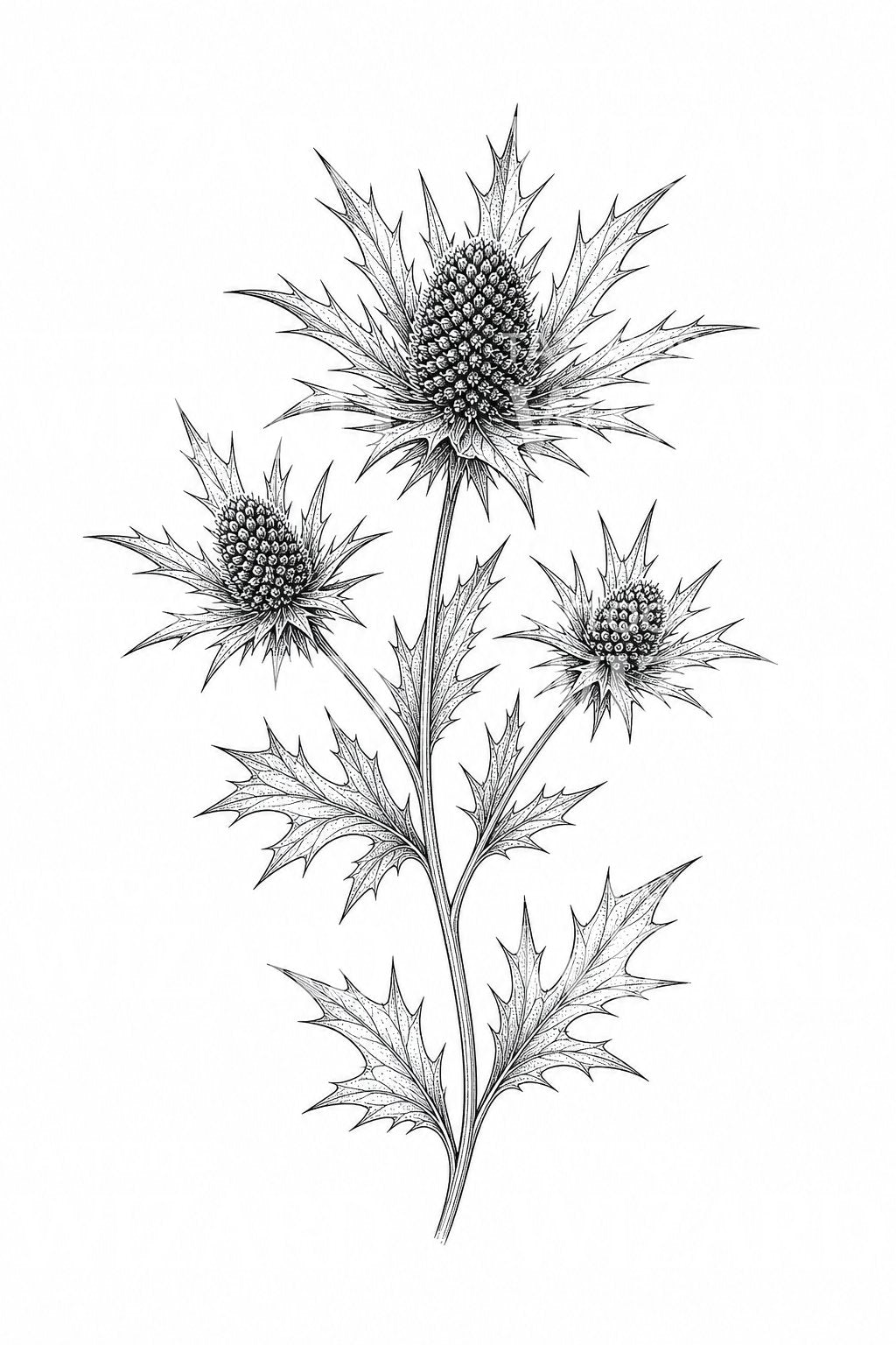 Sea Holly Eryngium Tattoo Design