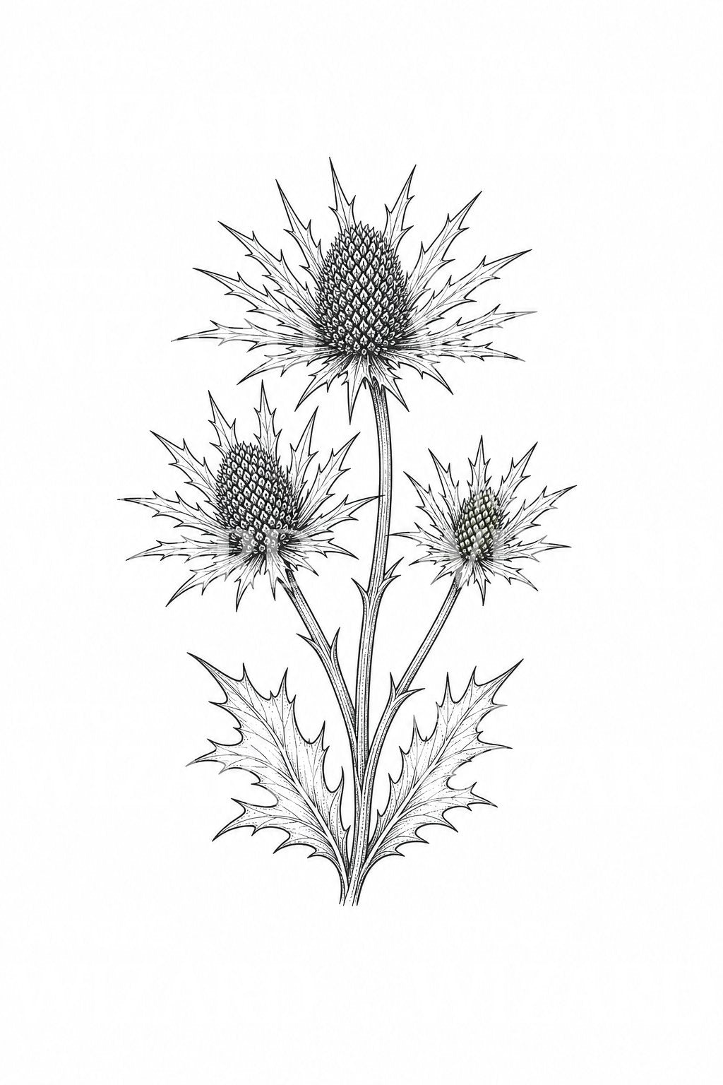 Sea Holly Eryngium Tattoo Design