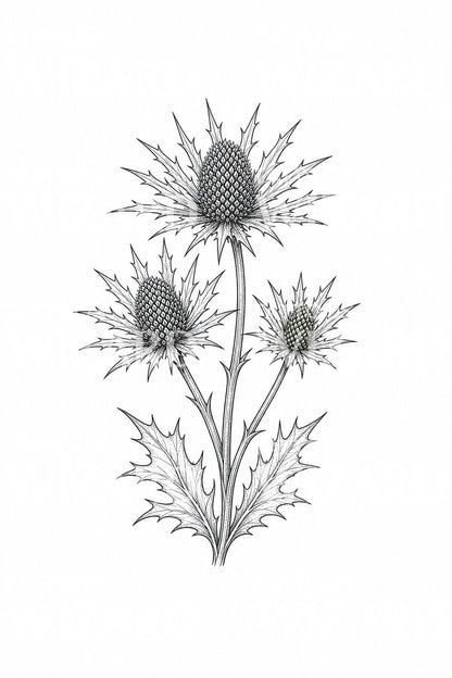 Sea Holly Eryngium Tattoo Design