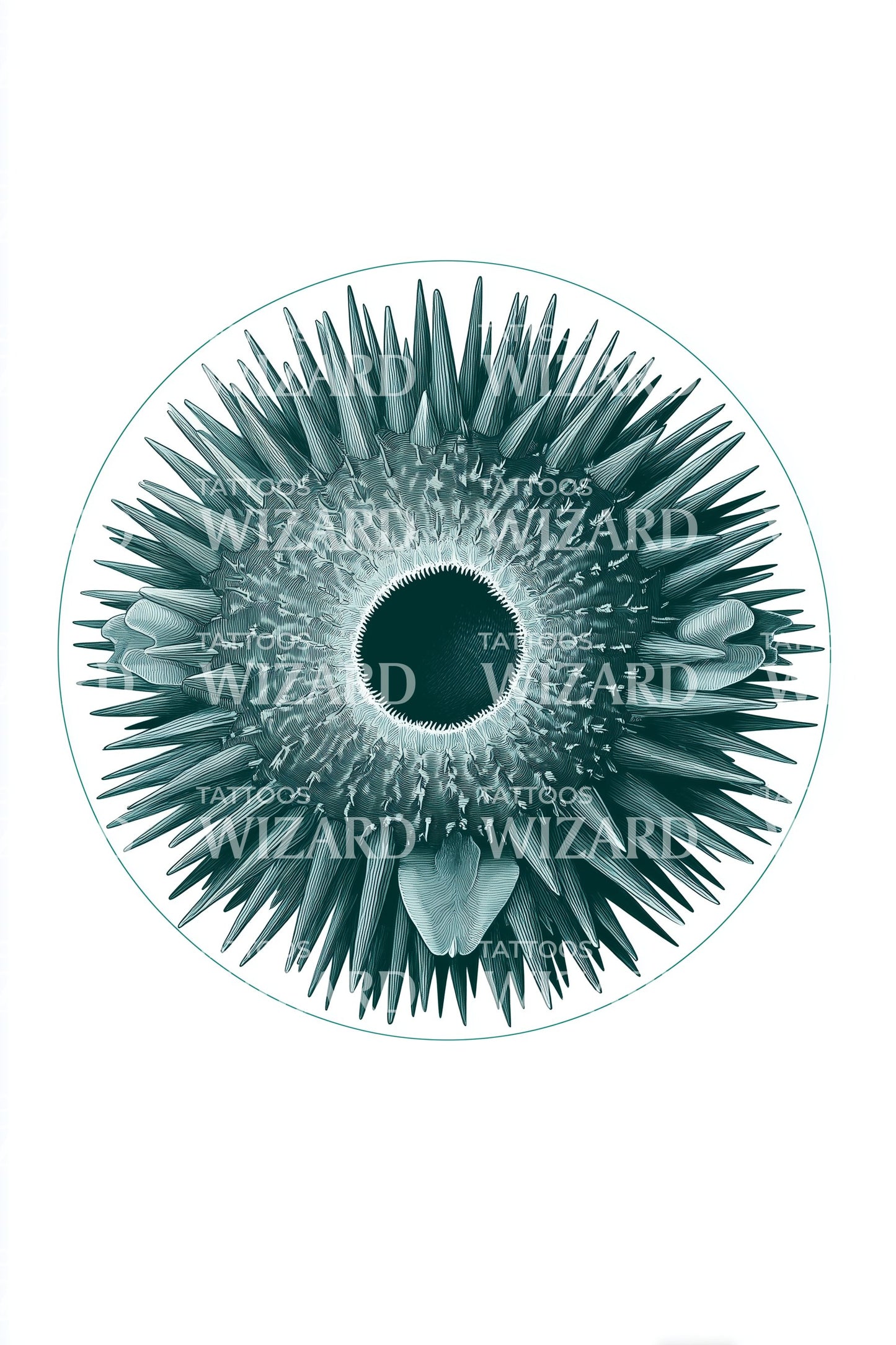 Sea Urchin Rosette Tattoo Illustration