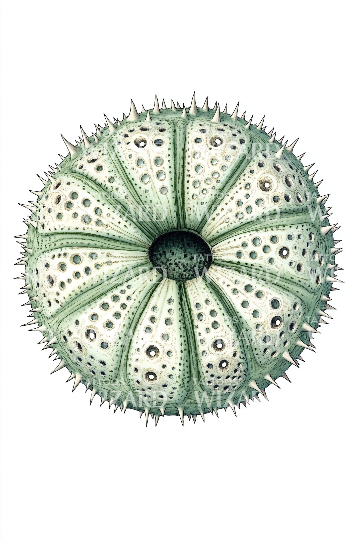Sea Urchin Segment Tattoo Illustration