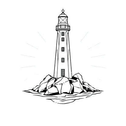 Seaside Lighthouse Tattoo Design