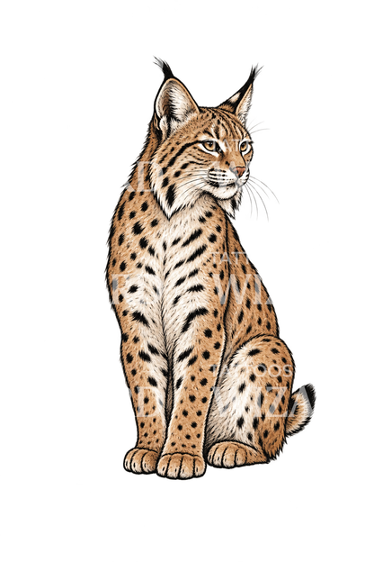 Illustration eines sitzenden Rotluchses