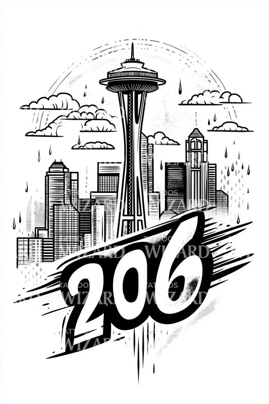 Seattle 206 Retro Badge Tattoo Idea