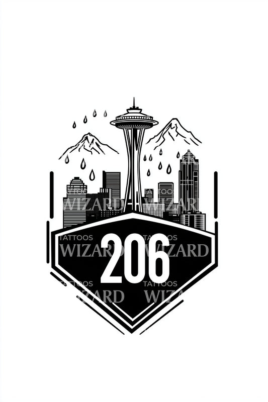 Seattle 206 Shield Tattoo Design