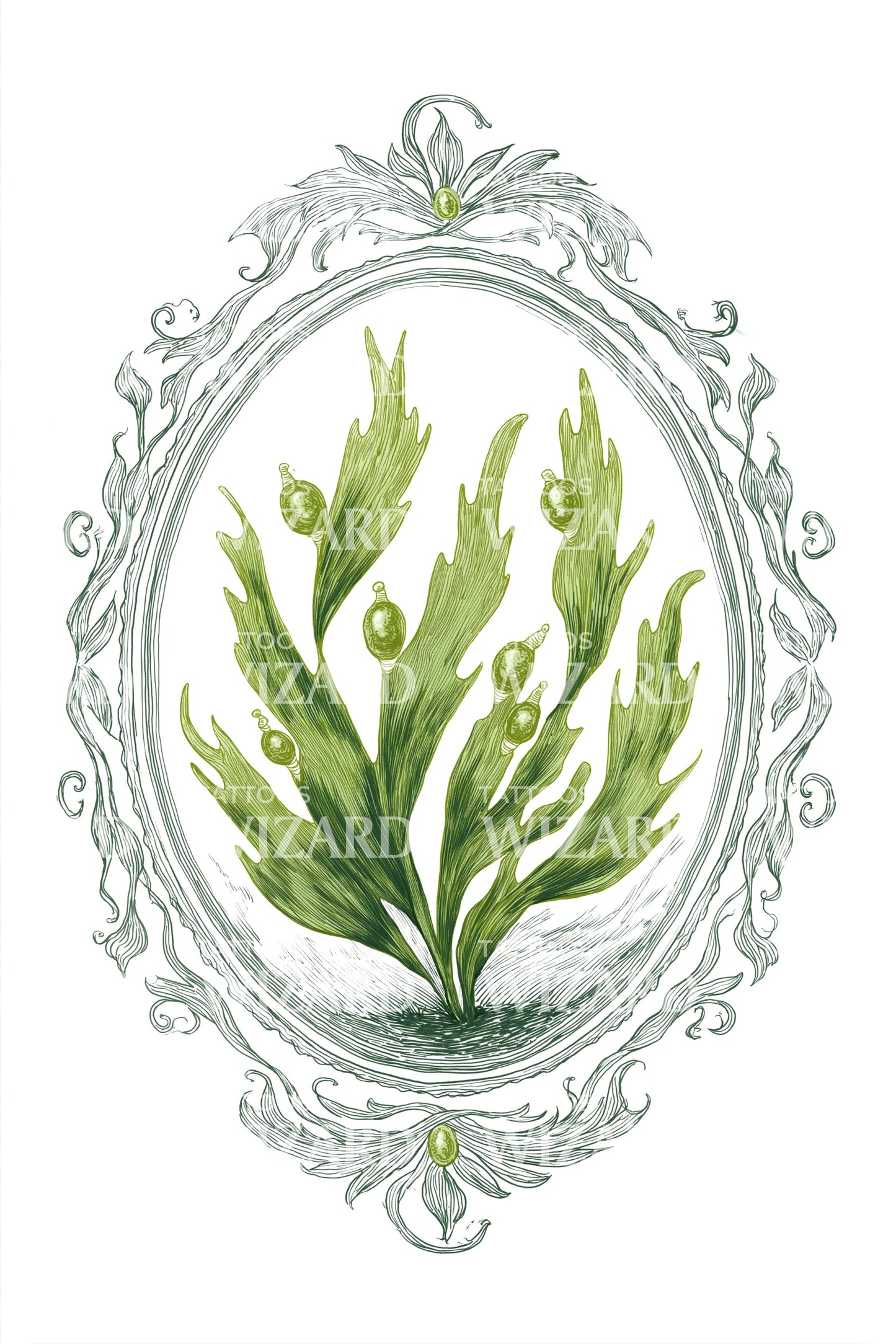 Seaweed Emblem Tattoo Design