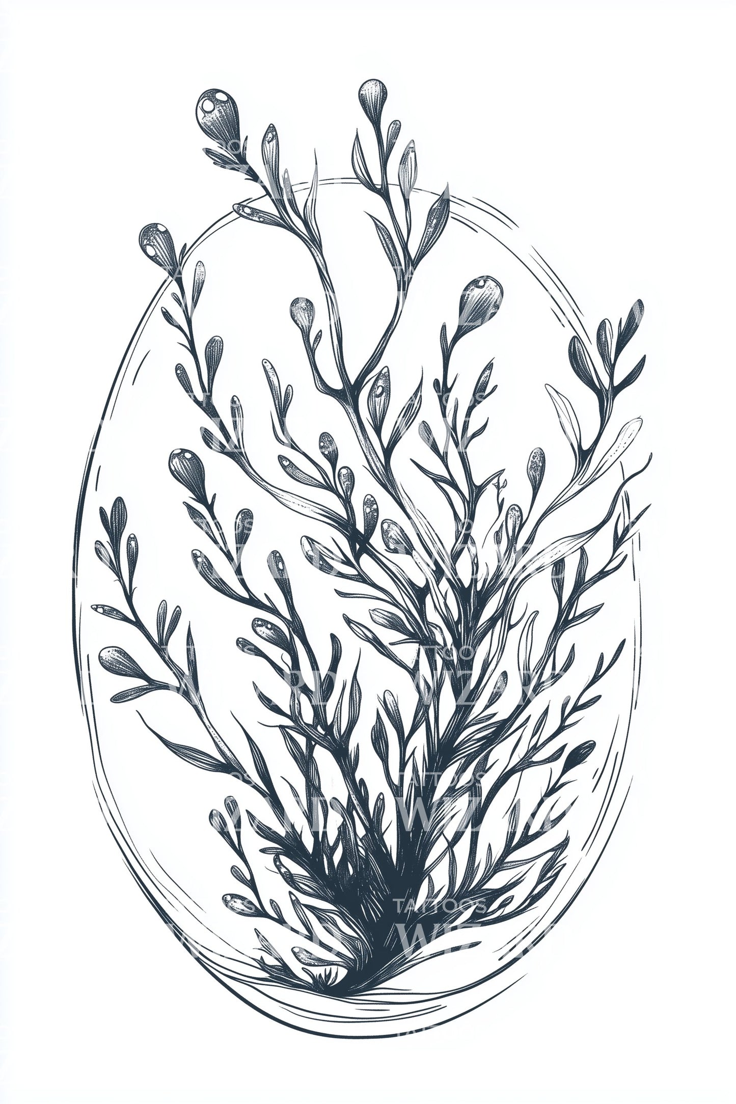Seaweed Oval Tattoo Design