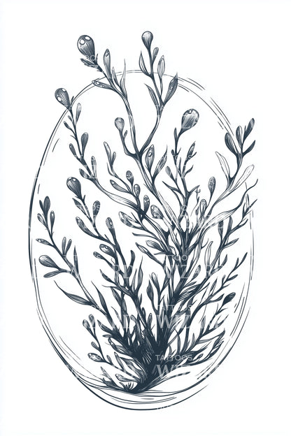 Seaweed Oval Tattoo Design