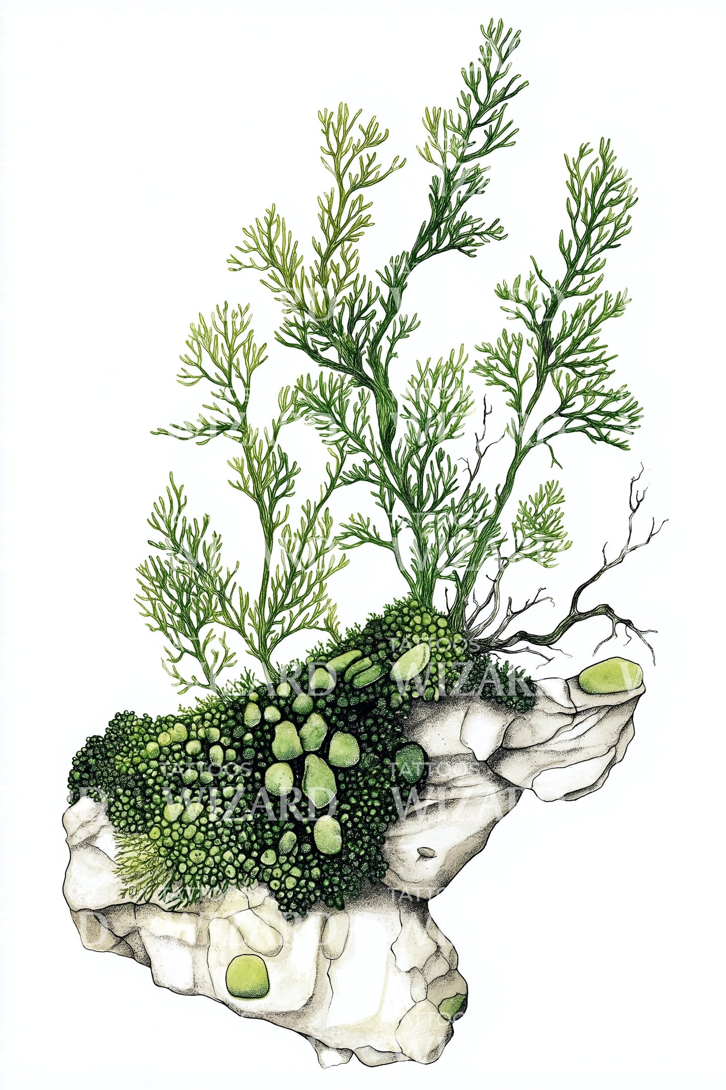Seaweed Rock Garden Tattoo Illustration