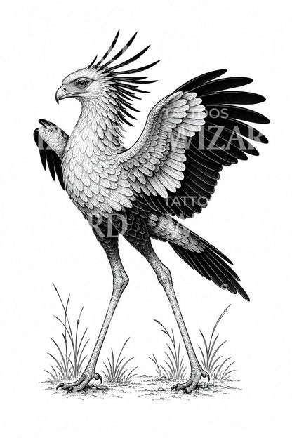 Ilustracion de tatuaje blackwork de secretario