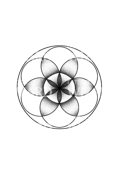 Dotwork tetování Posvátná geometrie Semínko života