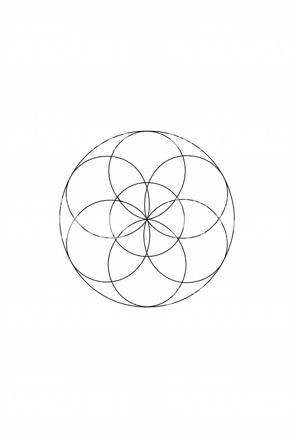 Seme della Vita in tatuaggio geometrico sacro a linee sottili