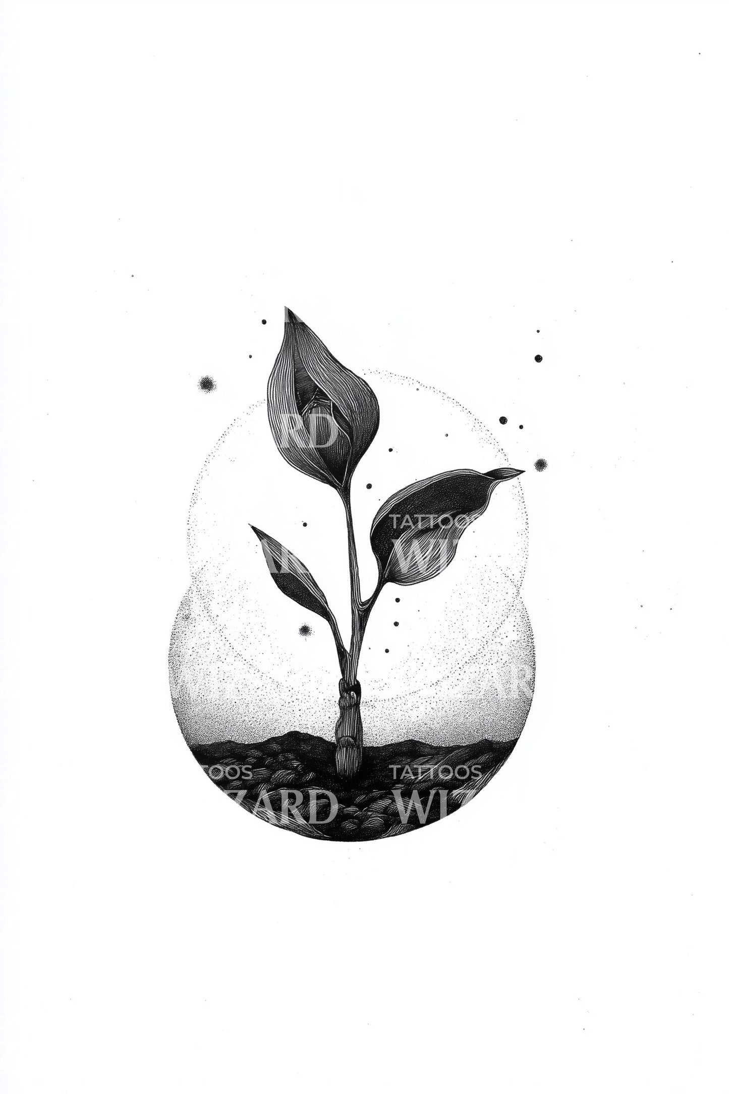 Seedling in Earth Circle Tattoo Design
