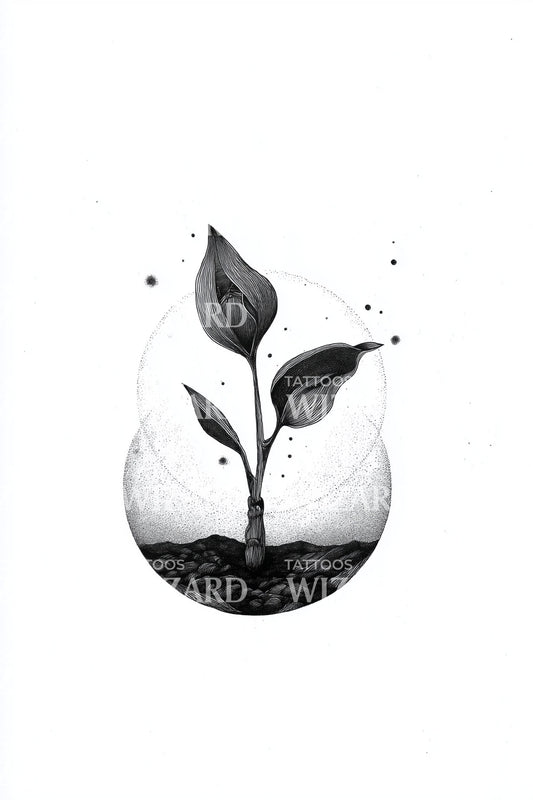 Seedling in Earth Circle Tattoo Design