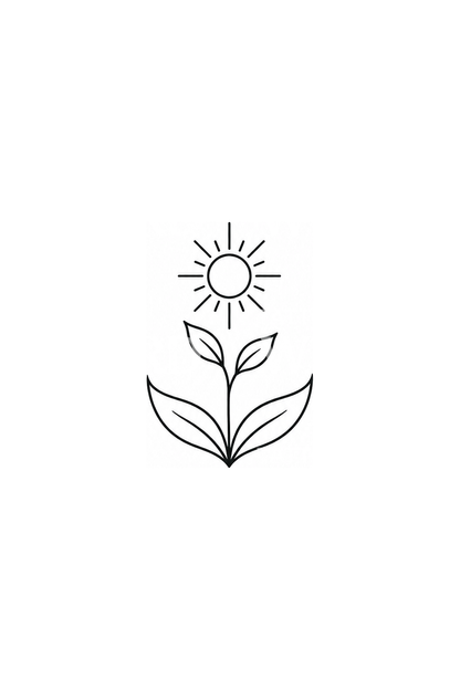 Minimalistické lineární tetování klíčku a slunce