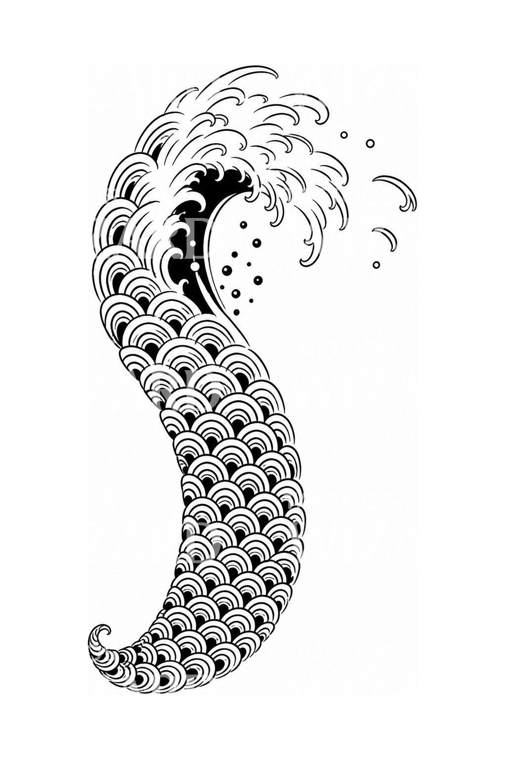 Seigaiha-bølgeillustration til tatovering