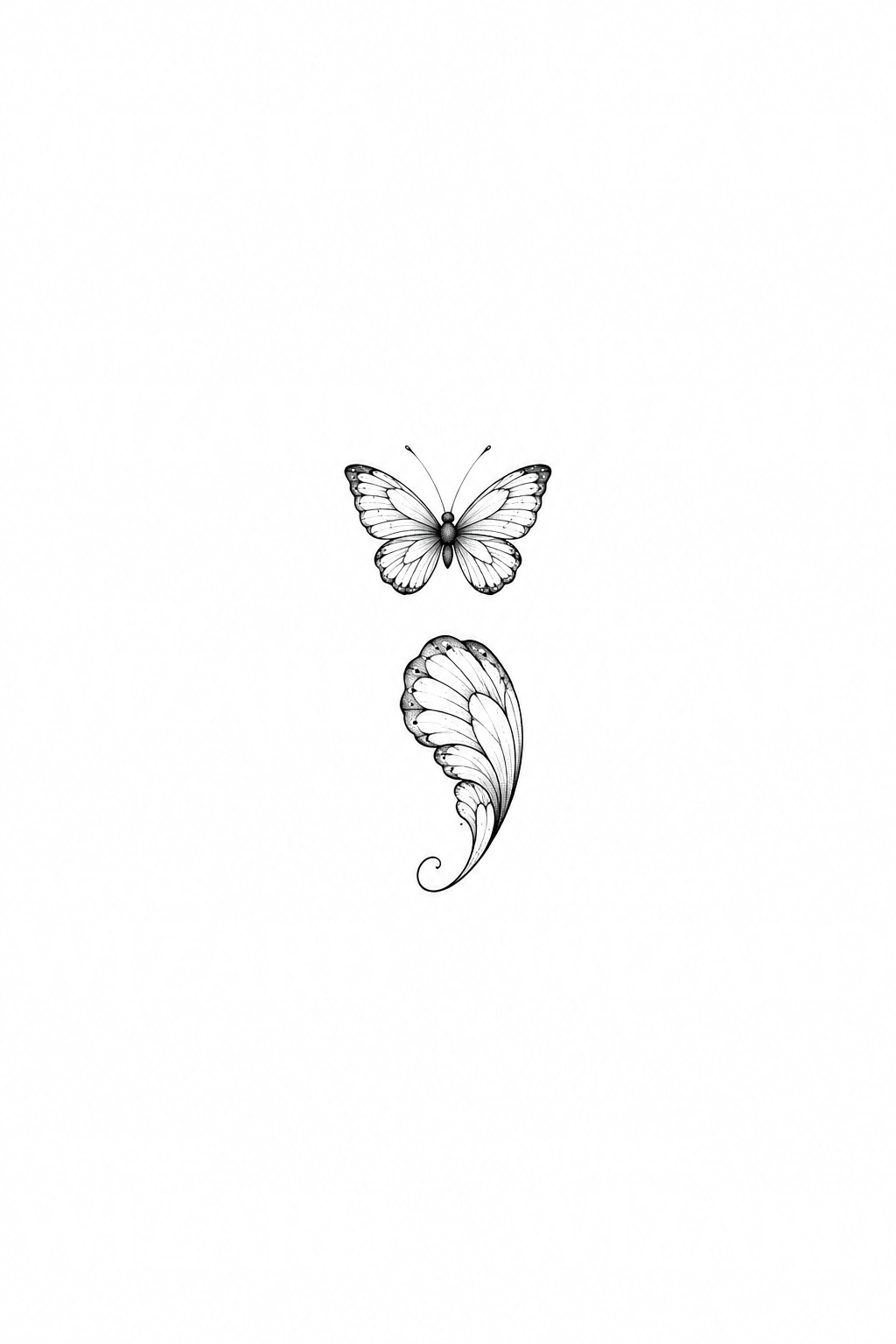 Semicolon Butterfly Wing Tattoo Idea