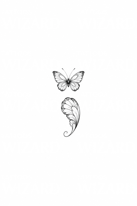 Semicolon Butterfly Wing Tattoo Idea