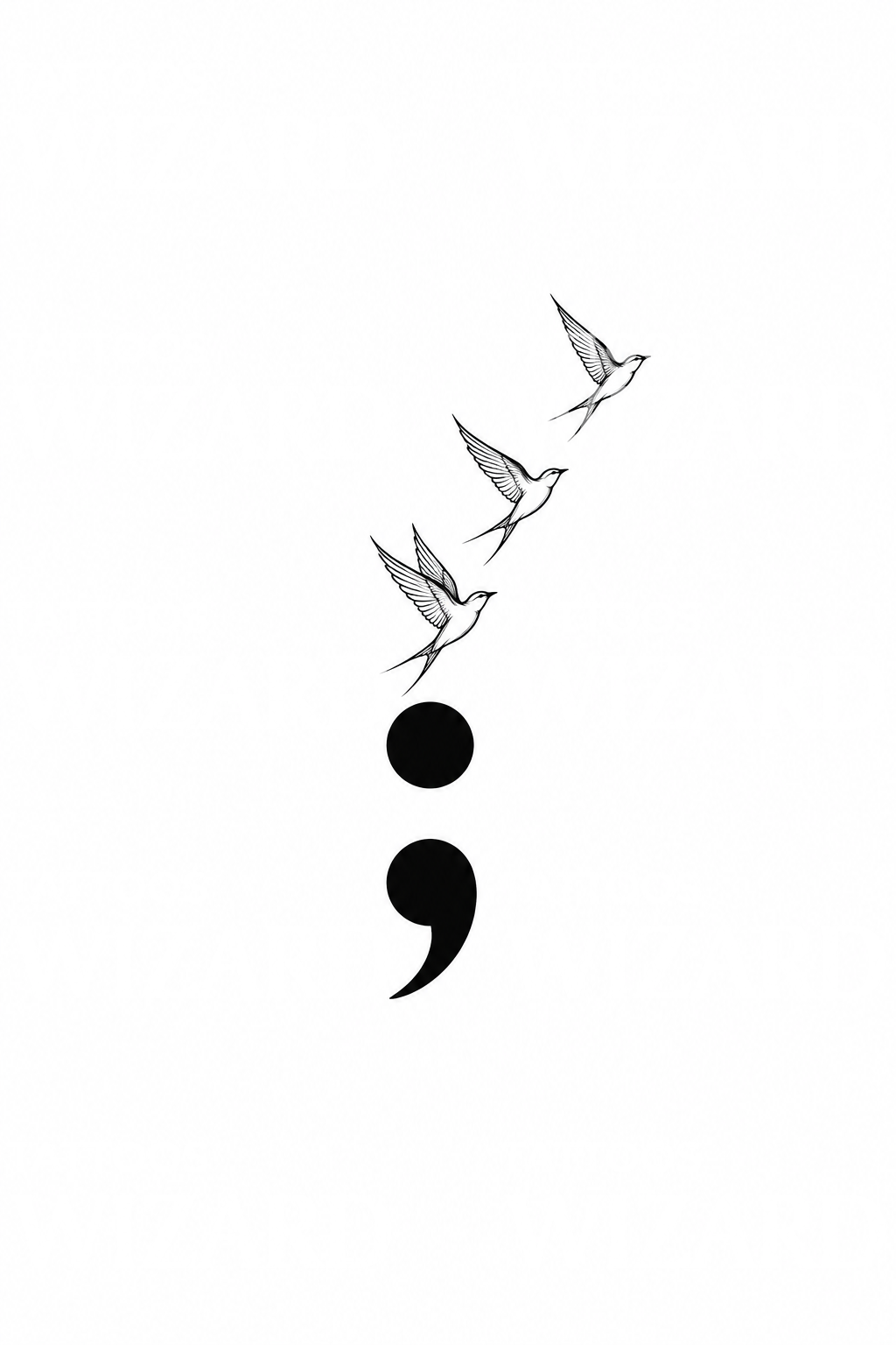 Idea tatuaggio punto e virgola con rondini