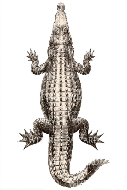 Sepia Crocodile Study Tattoo Illustration