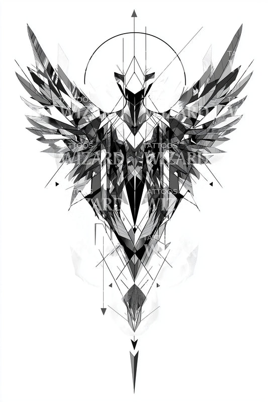 Seraphim Warrior Geometry Tattoo Design