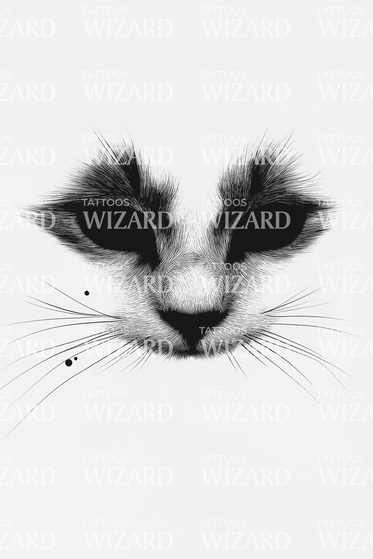 Serene Cat Face Tattoo Illustration