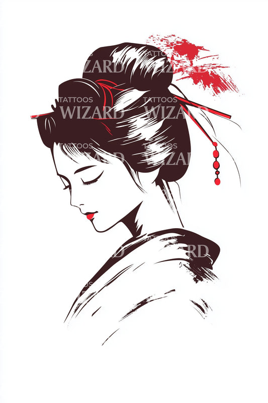 Serene Geisha Side Profile Tattoo Idea