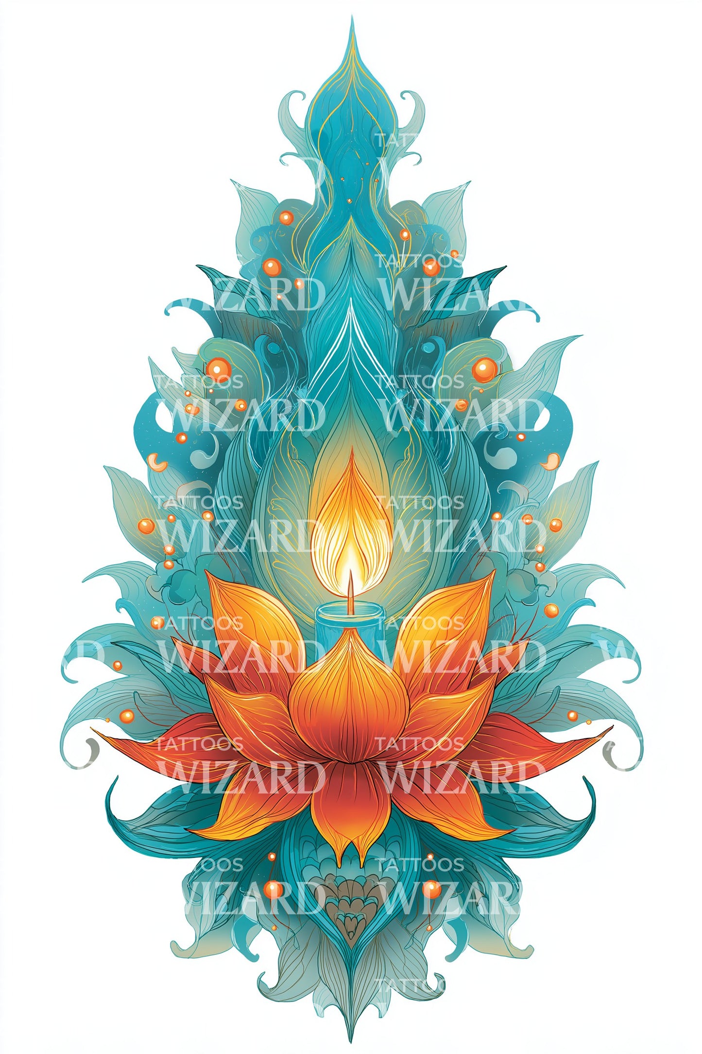Serenen Lotus Lantaarn Tatoeage Ontwerp