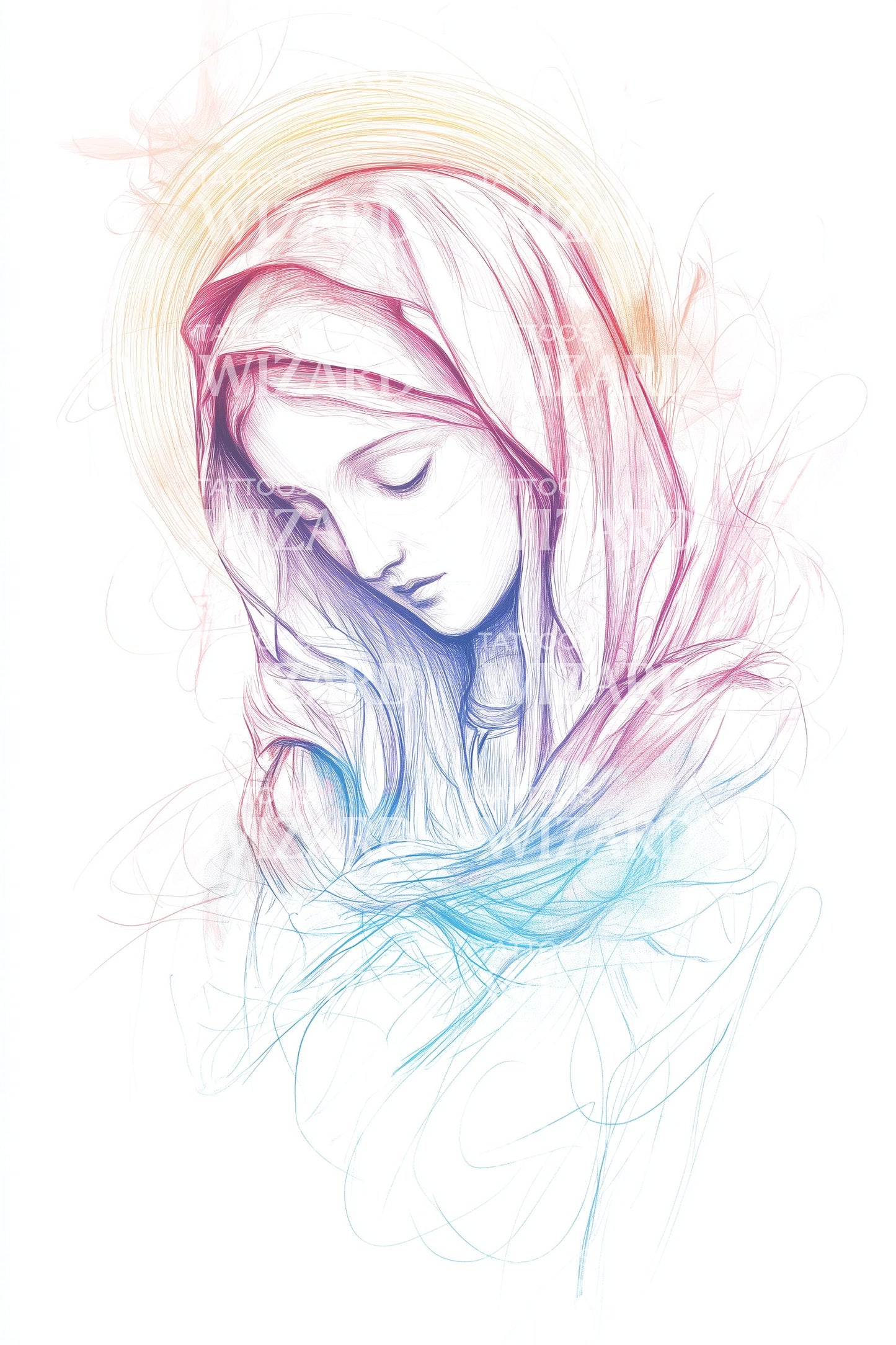 Serene Madonna Aura Tatoeage Ontwerp