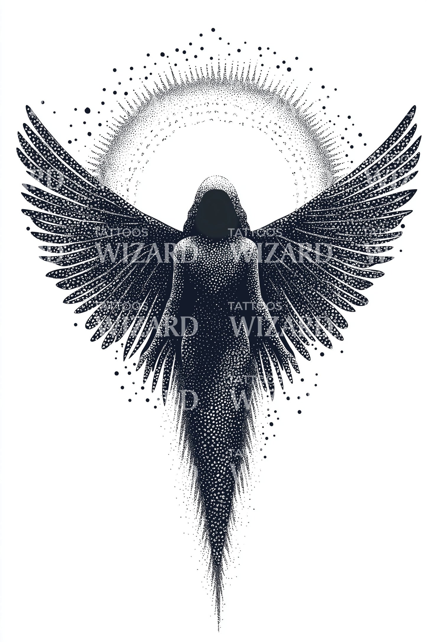 Serene Winged Angel Tattoo Design