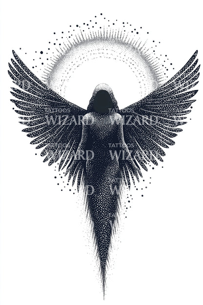 Serene Winged Angel Tattoo Design