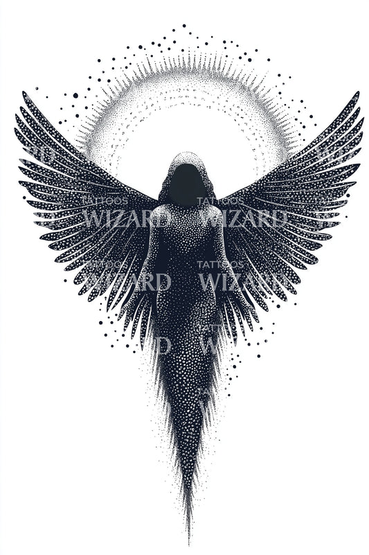 Serene Winged Angel Tattoo Design