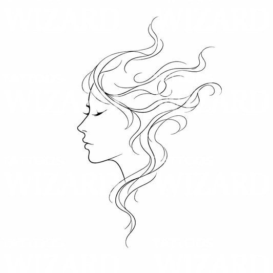 Serene Woman Line Tattoo Design
