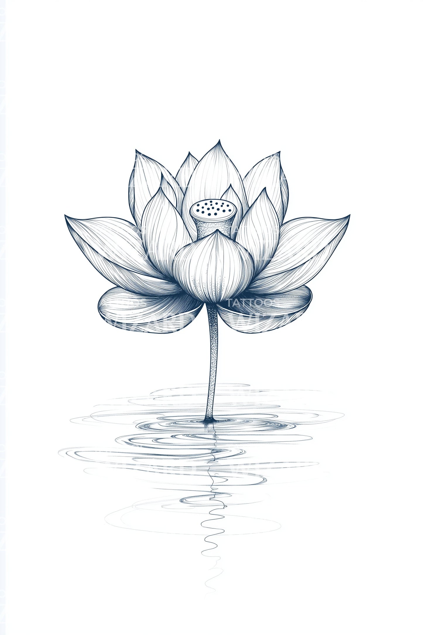 Serenity Blue Lotus Tattoo Design