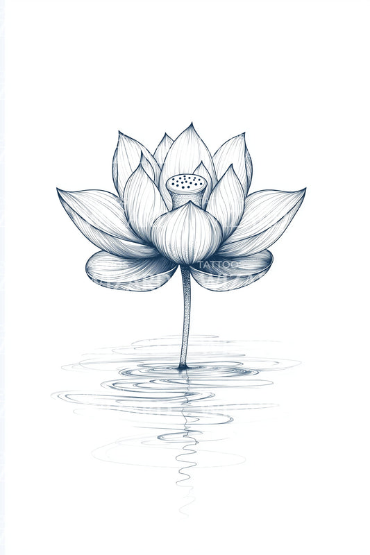 Serenity Blue Lotus Tattoo Design
