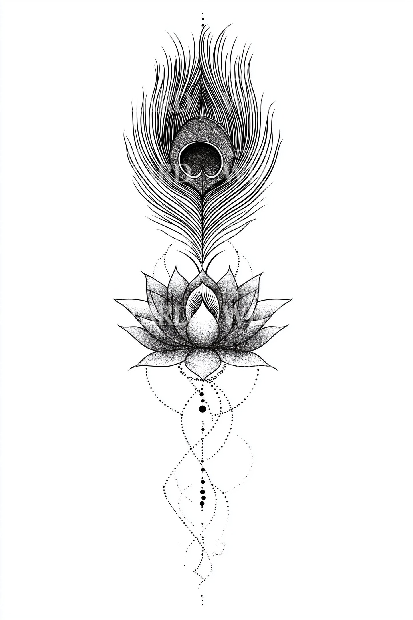 Serenity Feather Bloom Tattoo Design