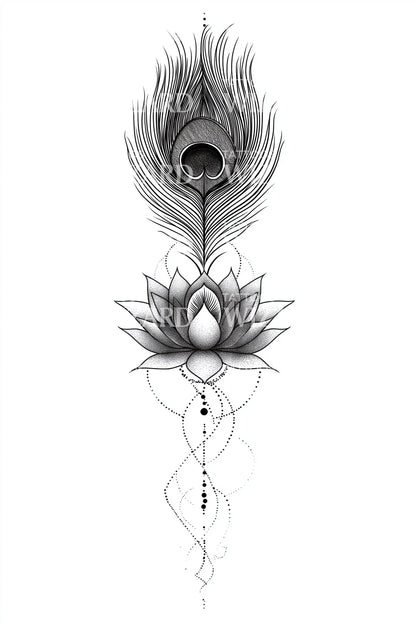 Design de Tatuagem Pássaro Serenidade Flor