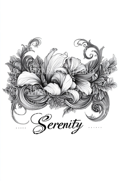 Serenity Lily Bouquet Tattoo Design