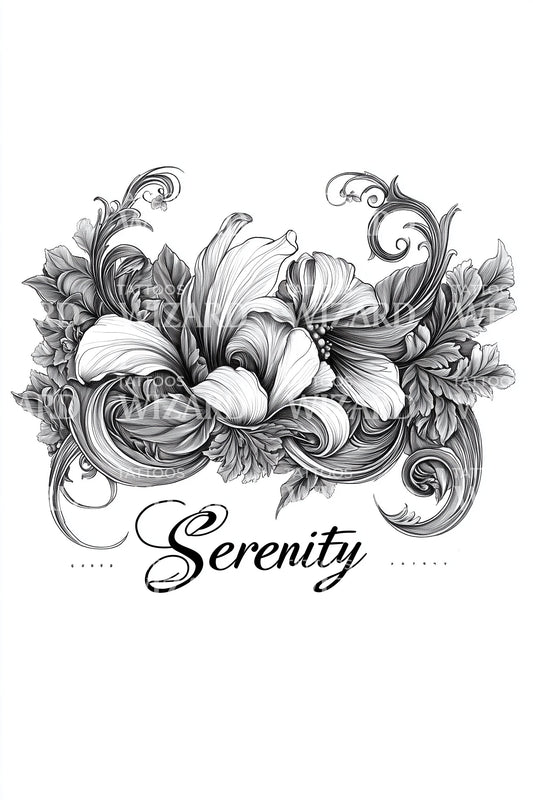 Serenity Lily Bouquet Tattoo Design