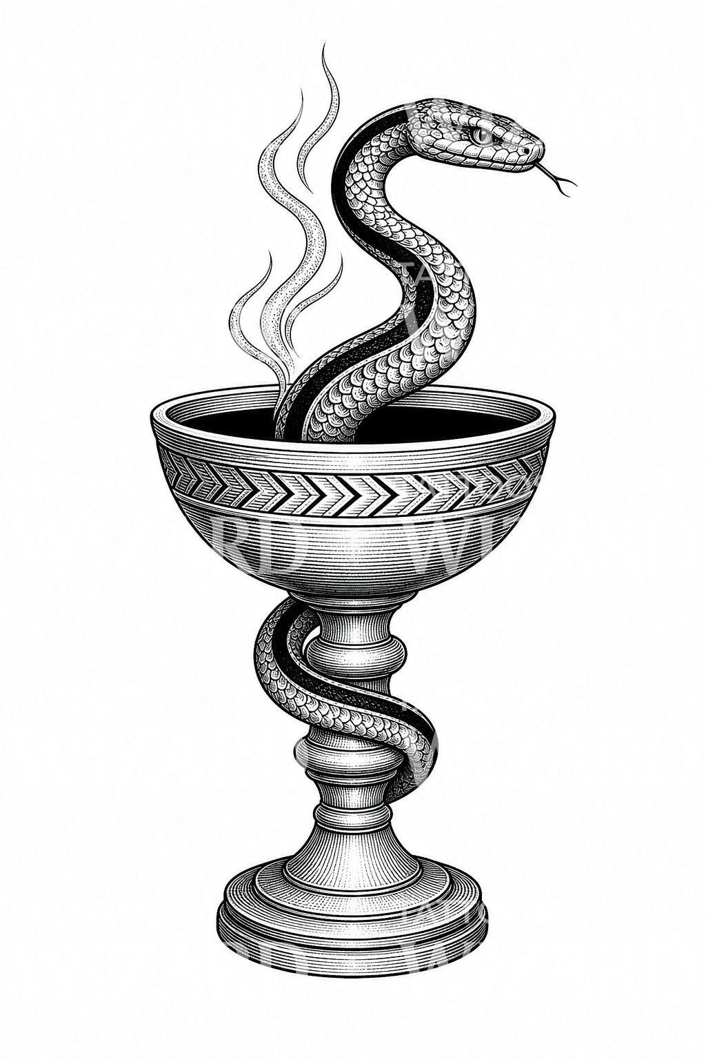 Serpent and Chalice Tattoo Design