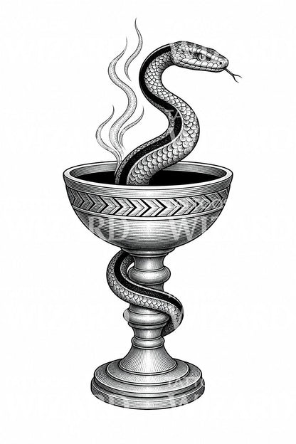Serpent and Chalice Tattoo Design