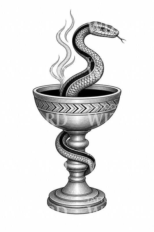 Tatueringsdesign med orm och kalk